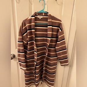 Bohme Long Striped Cardigan With Pockets